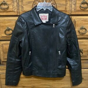 Levi Strauss & Co Faux Leather Jacket Black Girls Size Large 12-13 years
